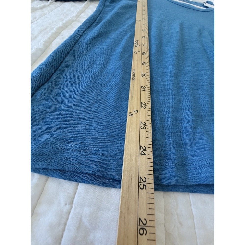 Chicos Slub Cotton Blend Top Size 2/L Scandi Coastal Minimalist Comfort Stretch - Picture 5 of 8